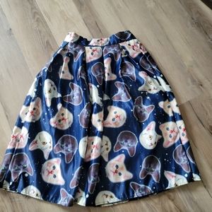 Fun cat galaxy print circle skirt